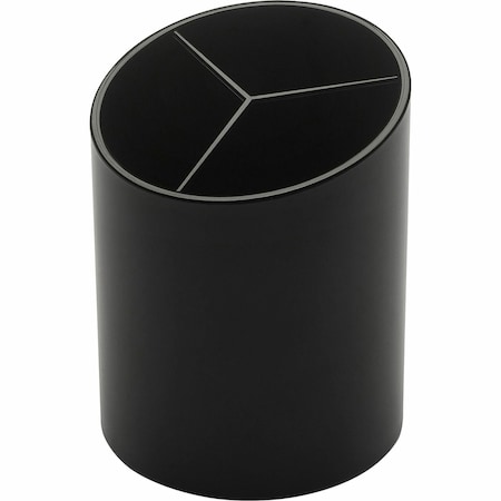 Business Source Large Plastic Pencil Cup, 3 Compartments, Black BSN32355